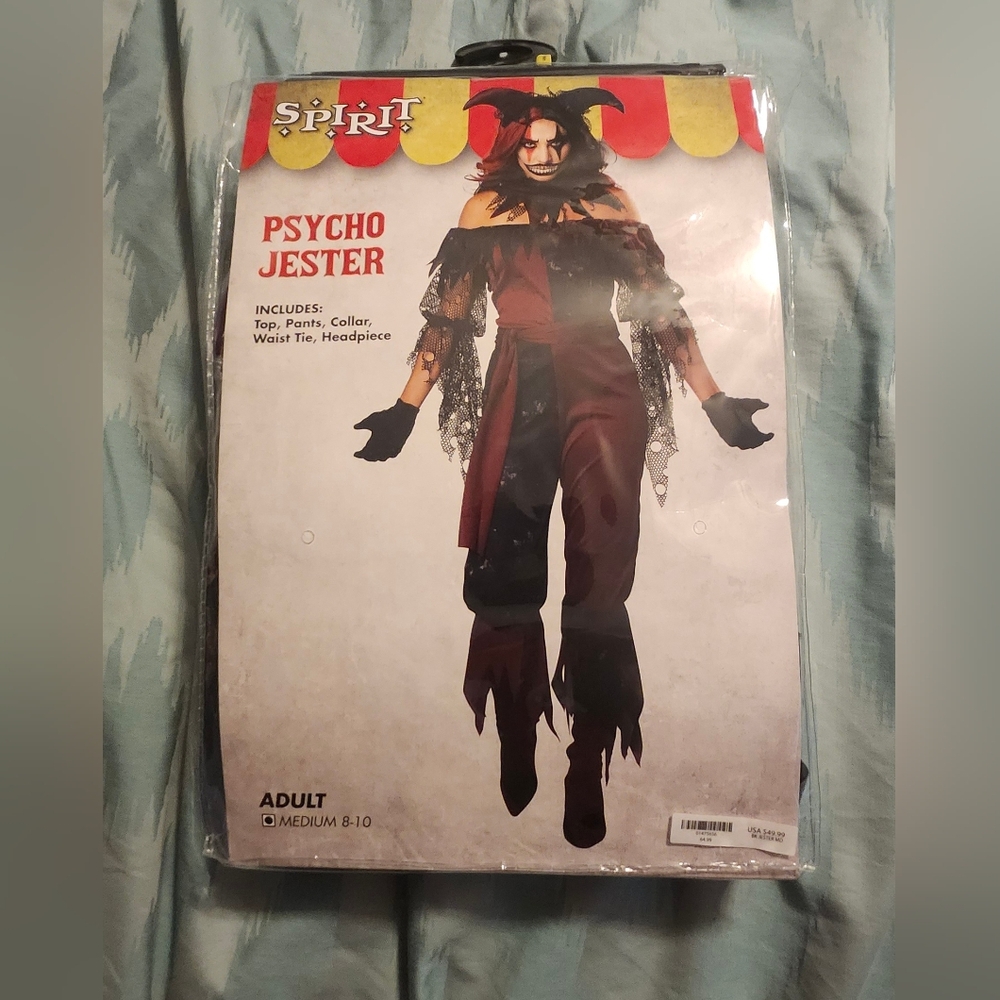 Spirit Halloween Psycho Jester Costume Women’s‎ Adult Size 8-10 Complete.